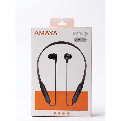 Amaya Bluetooth Wireless Neck Earphones AM-04 - , Bluetooth 5.0, 6h Playback _ Black