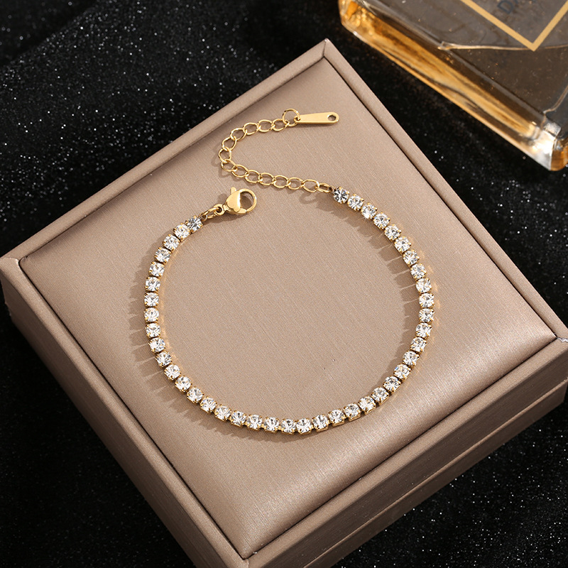 New European and American cross-border titanium steel diamond-set bracelet, cold style, multi-row full diamond micro-set zircon jewelry, unisex hand accessory.