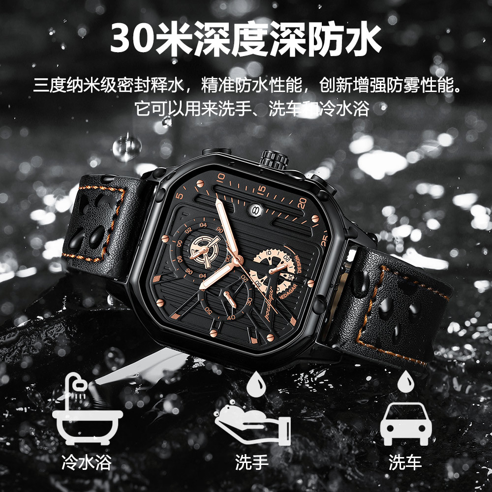 Swiss brand's new multifunctional men's watch belt style quartz watch live broadcast foreign trade hot item, one piece dropshipping