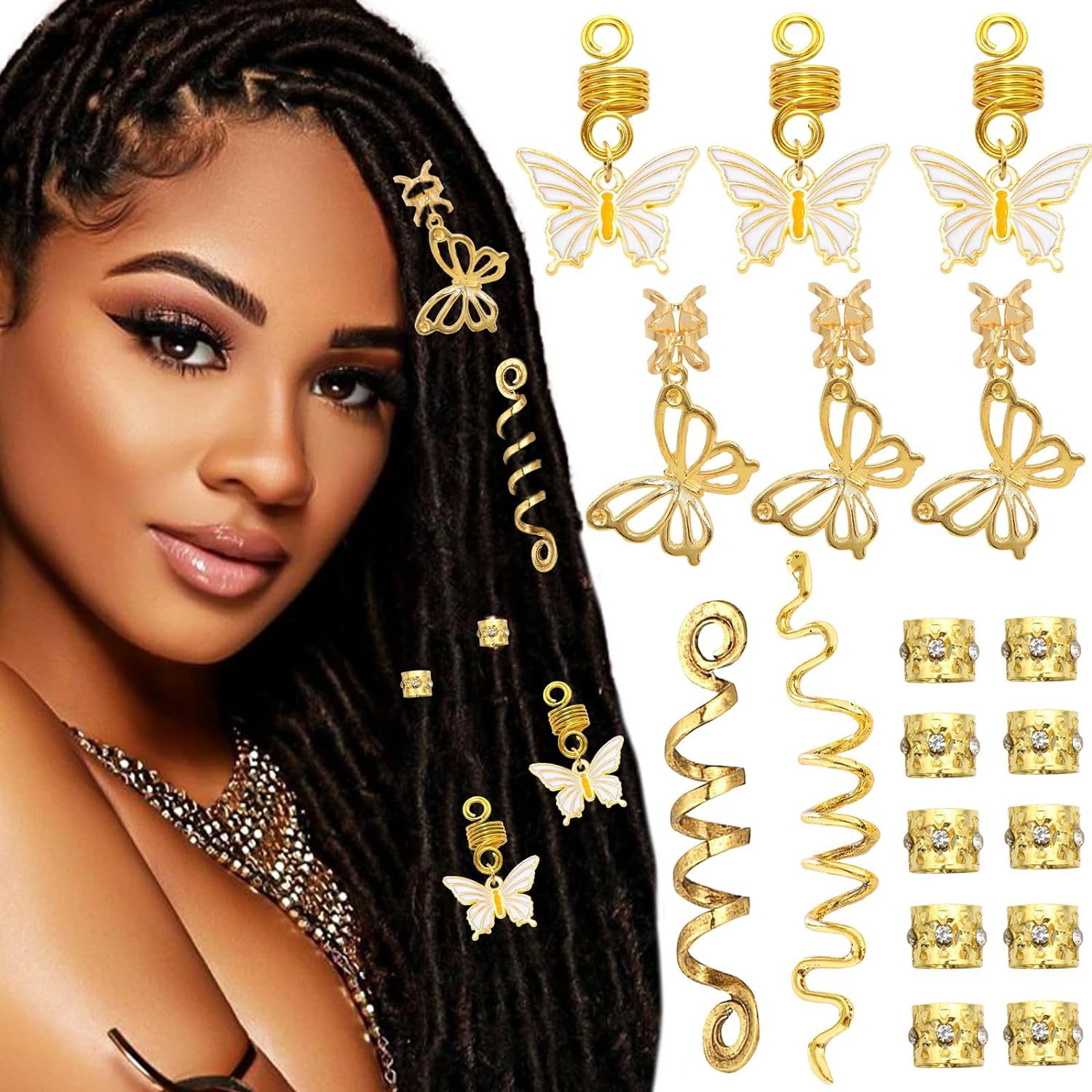 Oil-preserving color butterfly pendant macaron color dreadlock accessory daisy flower pendant hair ring clip fake hair extension tool