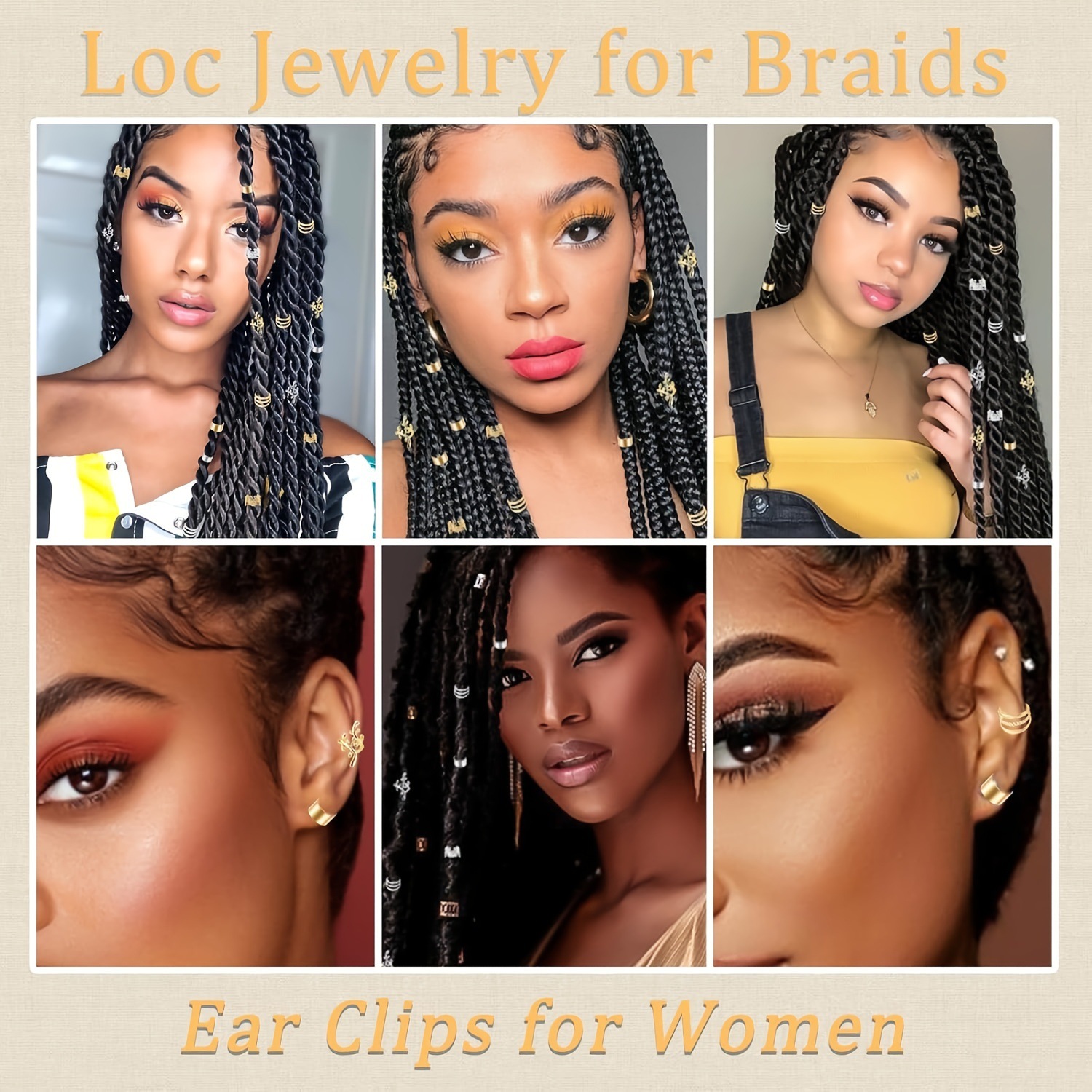 40pcs gold and silver two-tone braid hair accessories alloy dreadlock accessories metal braid hair clips European and American cross-border wholesale