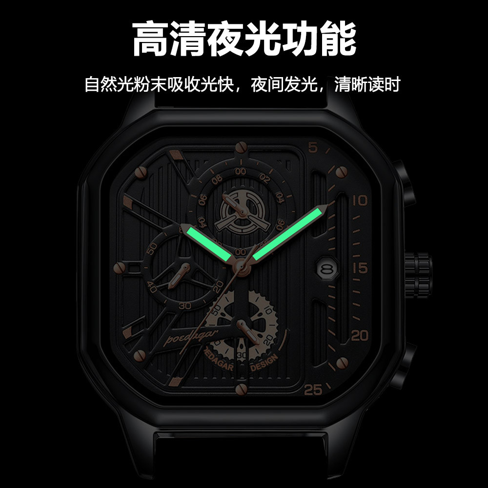 Swiss brand's new multifunctional men's watch belt style quartz watch live broadcast foreign trade hot item, one piece dropshipping