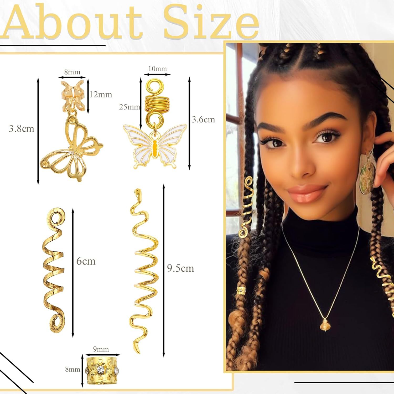 Oil-preserving color butterfly pendant macaron color dreadlock accessory daisy flower pendant hair ring clip fake hair extension tool