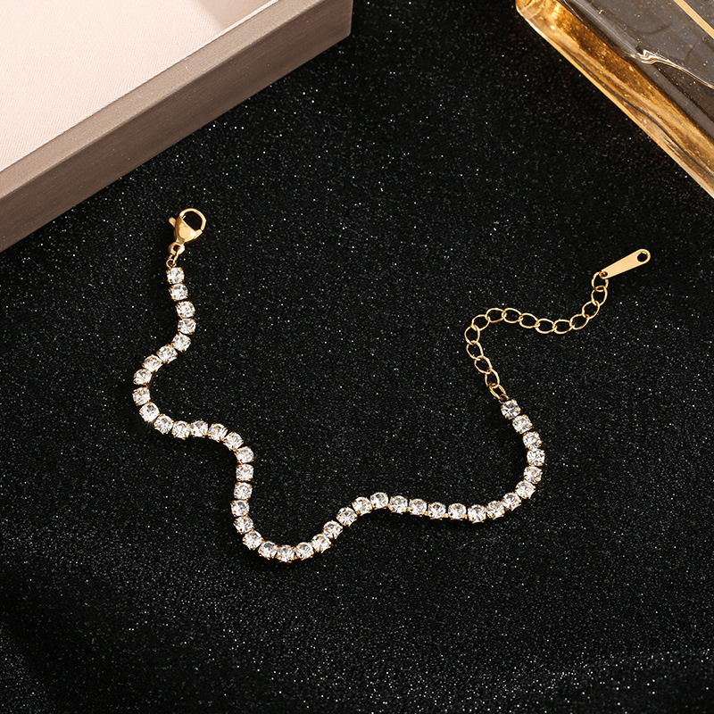 New European and American cross-border titanium steel diamond-set bracelet, cold style, multi-row full diamond micro-set zircon jewelry, unisex hand accessory.