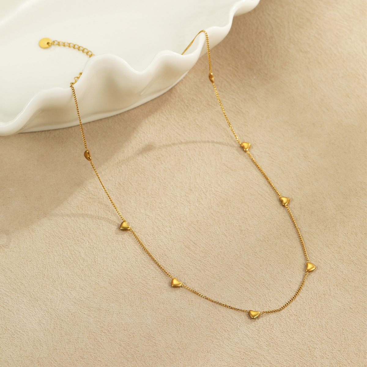 Cross border hot selling multi-layer gold round bead stainless steel necklace in Europe and America, retro fashion layered gold necklace wholesale for women