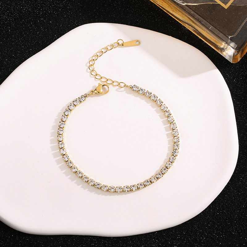 New European and American cross-border titanium steel diamond-set bracelet, cold style, multi-row full diamond micro-set zircon jewelry, unisex hand accessory.