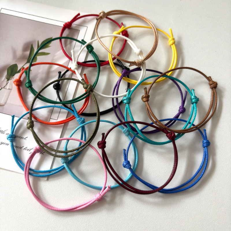 European and American cross-border hot-selling rose crystal wax thread bracelet, colorful and simple adjustable handmade woven bracelet Guti.