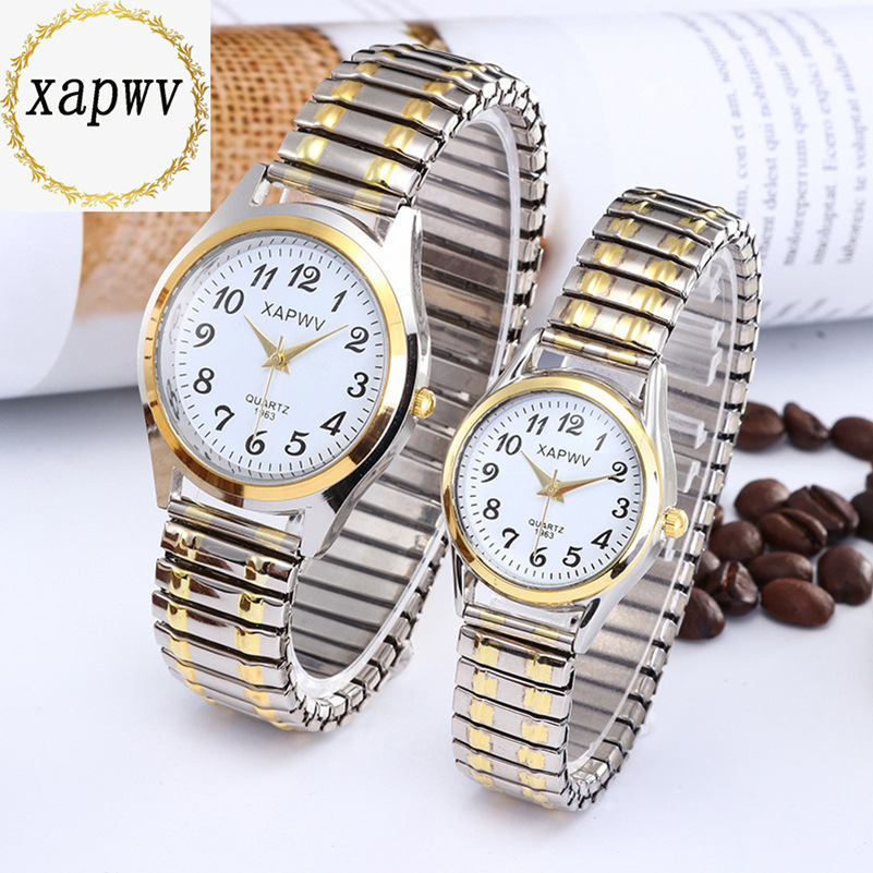 Elastic elastic band quartz couple fashion watch for middle-aged and elderly people, dial hands, number face, men's watch, women's watch