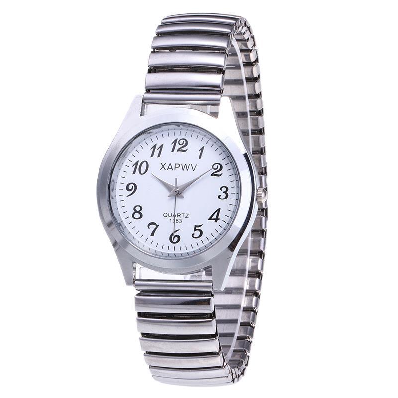 Elastic elastic band quartz couple fashion watch for middle-aged and elderly people, dial hands, number face, men's watch, women's watch