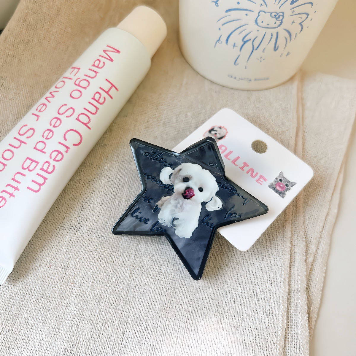 Alline Korean-style cat golden retriever retro cartoon claw clip shiny star bow tie sweet hair accessory