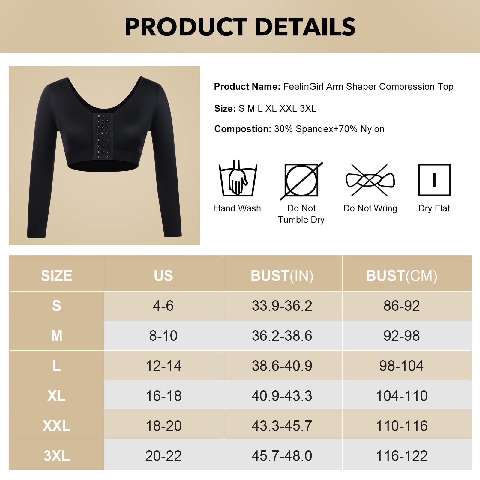 Women Upper Body Shaper Compression Arm Sleeve Posture Support Top
