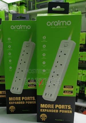 ORAIMO (POWERHUB 2) SUPER QUALITY EXTENSION WITH FAST CHARGE USB-C PORT 3250W POWER RATING, 4 WAY PORTS & 2M CABLE - WHIT