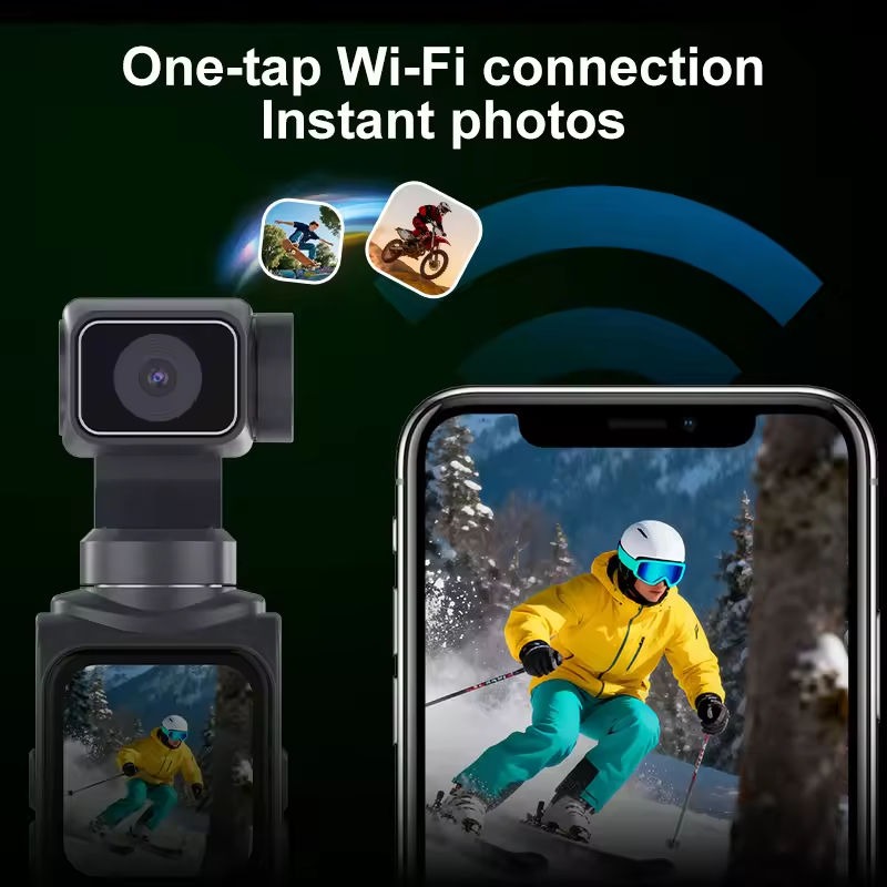 330⁰ rotation 4K Ultra HD smart pocket camera with 3-Axis Gimbal Stabilizer Auto Face Tracking and WiFi connectivity Tripod Compatible pocket camera