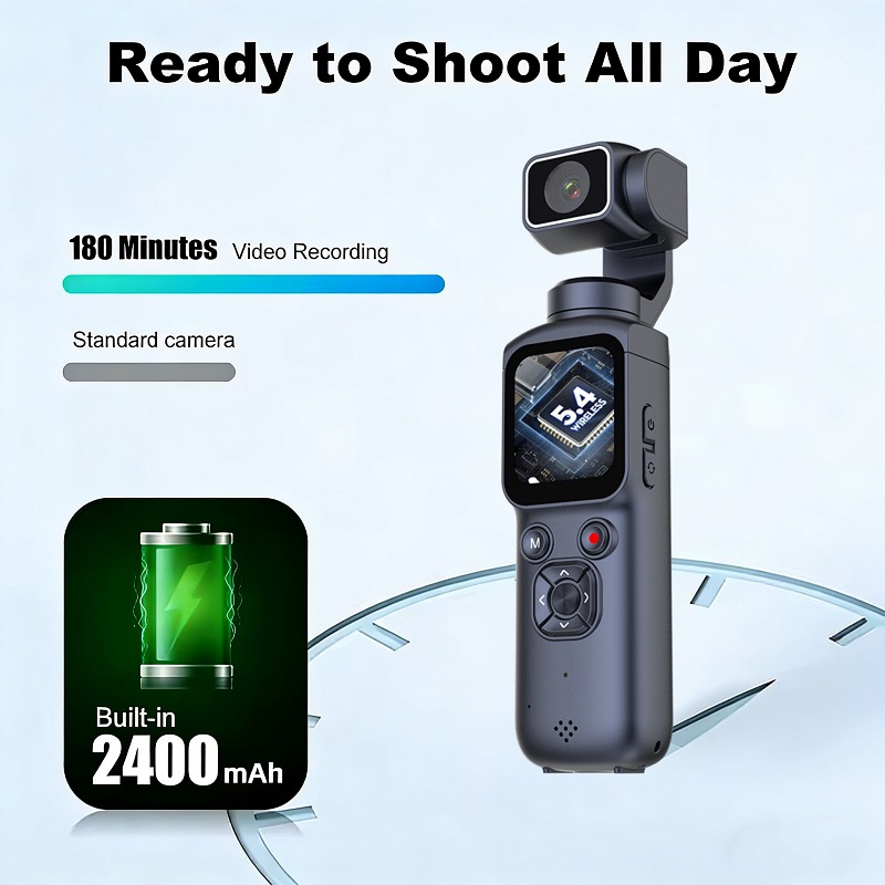330⁰ rotation 4K Ultra HD smart pocket camera with 3-Axis Gimbal Stabilizer Auto Face Tracking and WiFi connectivity Tripod Compatible pocket camera