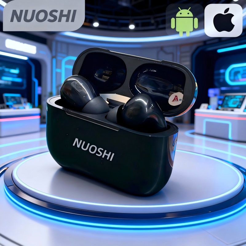 NUOSHI Air Pro New NS1  Heavy bass Earpods Wireless Noise Cancelling Earphone Waterproof Music Business Earbuds 25Hours Playtime Single ear 4.3g  Work on all Smartphones for Android&ios Type-C