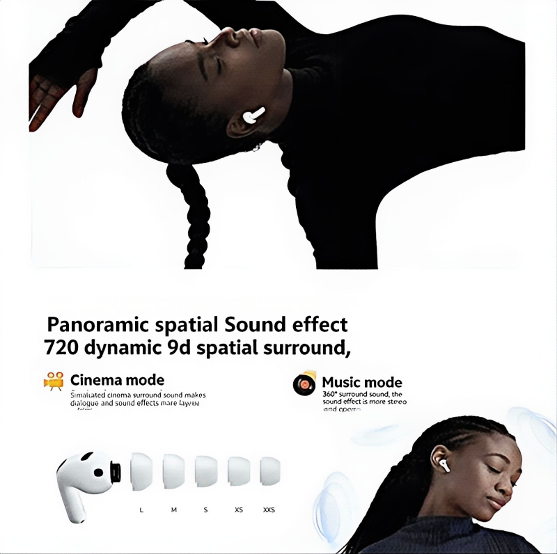 NUOSHI Air Pro New NS1  Heavy bass Earpods Wireless Noise Cancelling Earphone Waterproof Music Business Earbuds 25Hours Playtime Single ear 4.3g  Work on all Smartphones for Android&ios Type-C