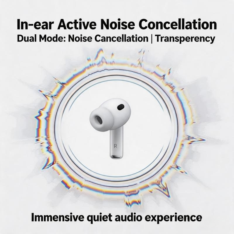 NUOSHI Air Pro New NS1  Heavy bass Earpods Wireless Noise Cancelling Earphone Waterproof Music Business Earbuds 25Hours Playtime Single ear 4.3g  Work on all Smartphones for Android&ios Type-C