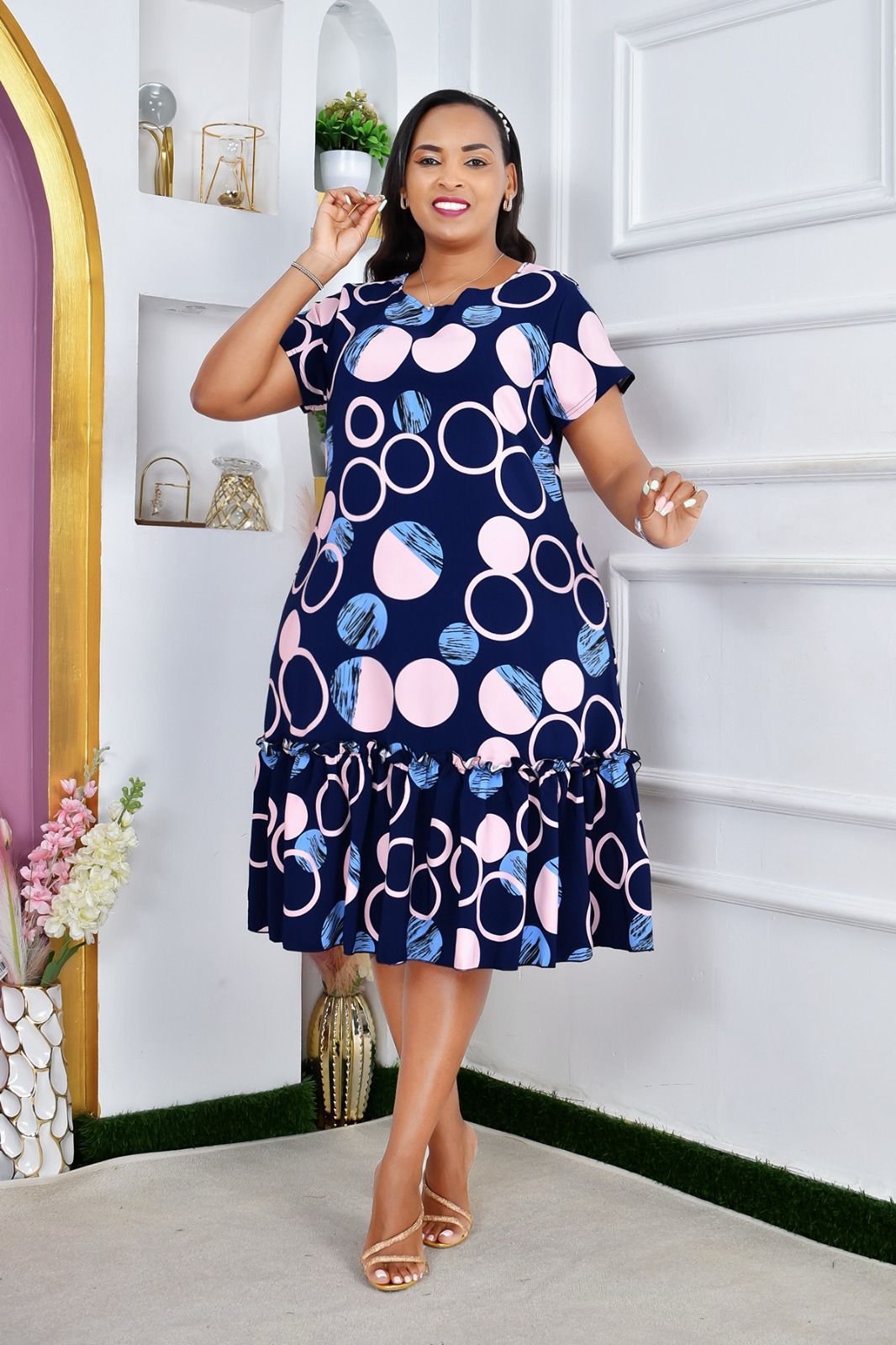 Women Shift Dress Elegant Casual Loose Fit Outfit Comfortable Stylish Midi Dress Soft Breathable Fabric Office Church Everyday Wear Sizes 46 to 54