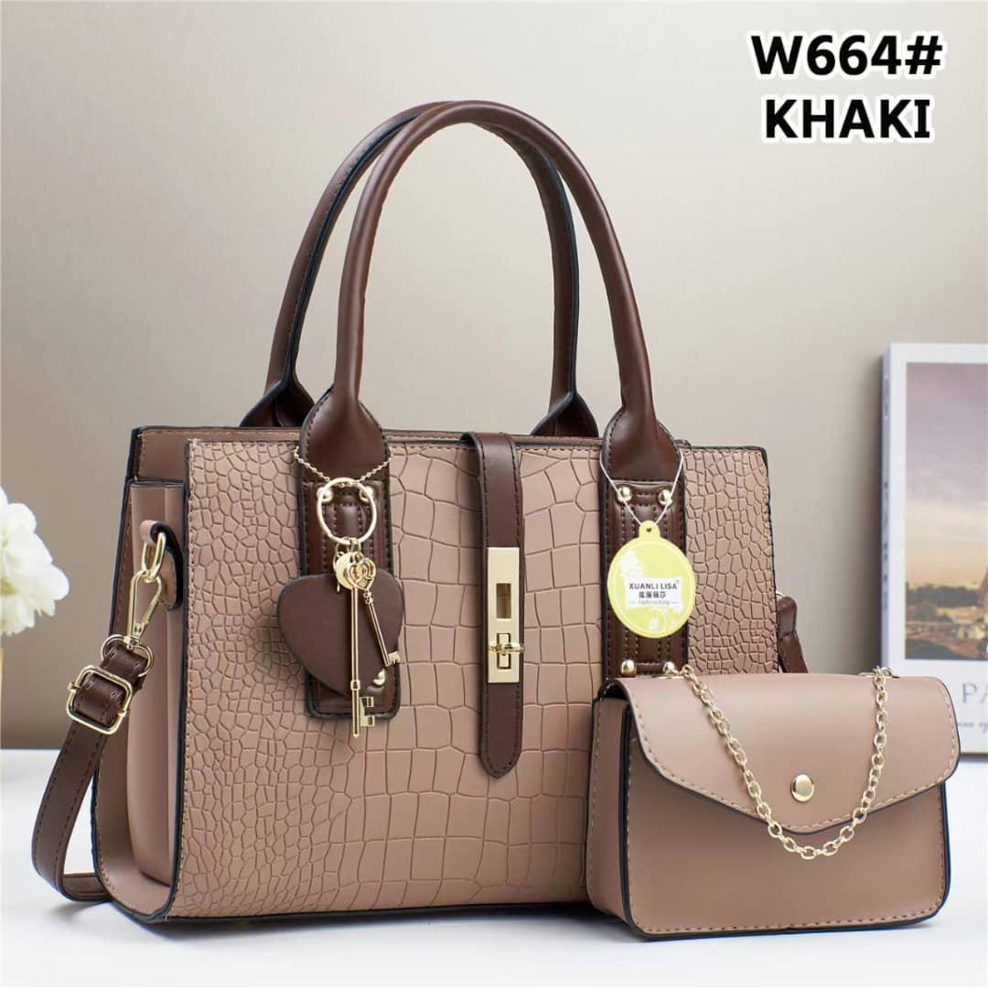 Women’s 2 in 1 PU Leather Handbag Set Premium Quality Ladies Shoulder Bag and Matching Crossbody Bag Stylish Fashion Tote Purse Durable Elegant Handbag for Work Travel Shopping and Daily Use