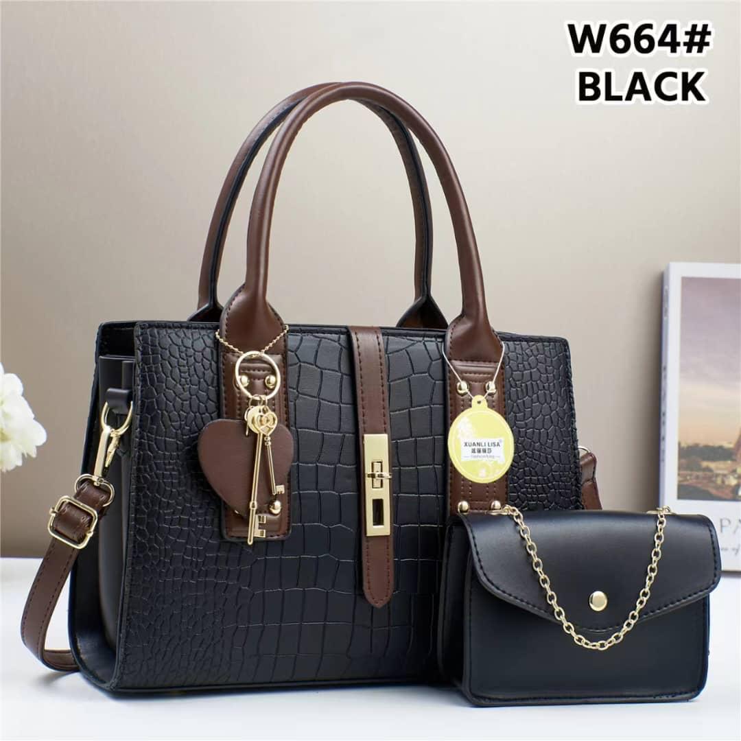 Women’s 2 in 1 PU Leather Handbag Set Premium Quality Ladies Shoulder Bag and Matching Crossbody Bag Stylish Fashion Tote Purse Durable Elegant Handbag for Work Travel Shopping and Daily Use