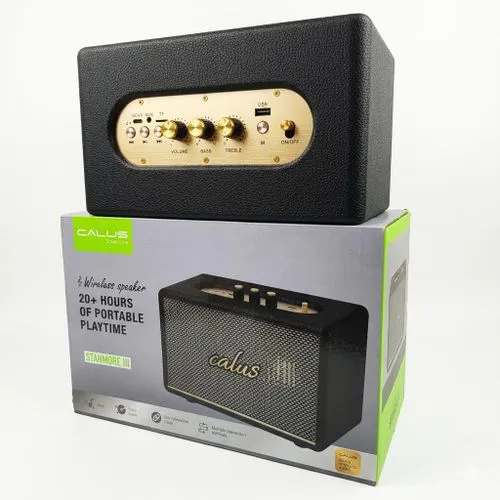 CALUS Stanmore III Bluetooth Speaker - Black - Wireless, USB, AUX - delivers loud, full-bodied sound, with clear treble and strong bass that you can fine-tune using its dedicated analogue control knob