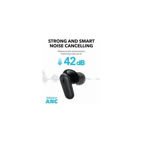 Soundcore earbuds.30 hours of playtime with charging case, high bass, IPX5 water resistance, clear calls with AI-enhanced technology, and 22 EQ presets via the Soundcore app
