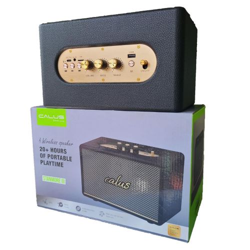 CALUS Stanmore III Bluetooth Speaker - Black - Wireless, USB, AUX - delivers loud, full-bodied sound, with clear treble and strong bass that you can fine-tune using its dedicated analogue control knob