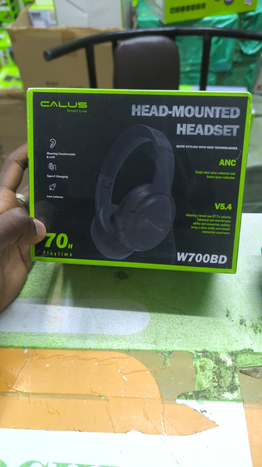 CALUS W700BD Wireless Bluetooth Headphones ANC V5.4 Head-Mounted Headset | 70H Playtime | Type-C Fast Charging | Low Latency