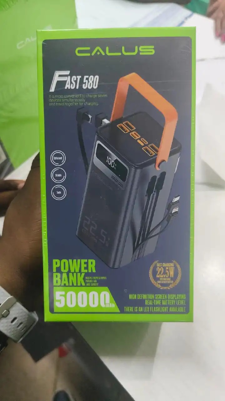 CALUS FAST 580 Power Bank 50,000mAh 22.5W Fast Charge USB-C LCD Display with TWO INPUTS AND TWO OUTPUTS , LED PORTAL DISPLAY , LED STRONG LIGHTING SUPER FAST CHARGING POWERBANK
