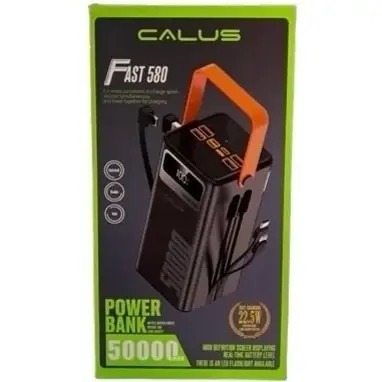 CALUS FAST 580 Power Bank 50,000mAh 22.5W Fast Charge USB-C LCD Display with TWO INPUTS AND TWO OUTPUTS , LED PORTAL DISPLAY , LED STRONG LIGHTING SUPER FAST CHARGING POWERBANK