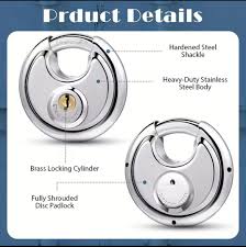 70mm Stainless Steel Disc Padlock - Silver, 0.5kg, Durable Security