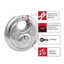 70mm Stainless Steel Disc Padlock - Silver, 0.5kg, Durable Security