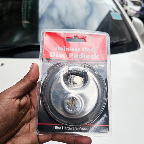 70mm Stainless Steel Disc Padlock - Silver, 0.5kg, Durable Security