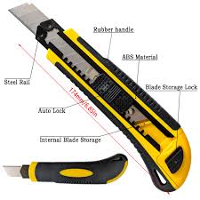 Utility Knife, Retractable Box Cutter with Blade Included,TPR Handle, ABS Body and Stainless Blade Slot
