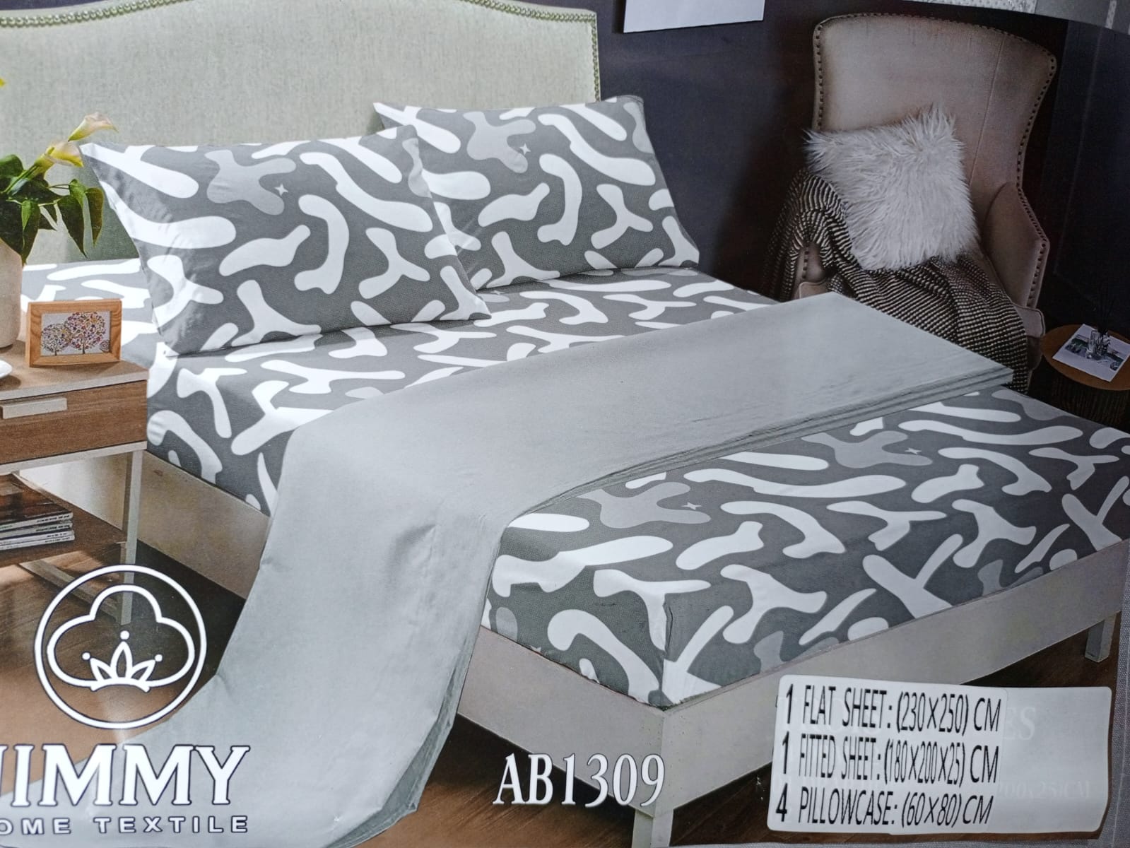 Pattern Quality Fitted Bedsheet 6 Pc Mattress Cover Set-1 Fitted Bedsheet,1 Flat Bedsheet and 4 Pillow Cases