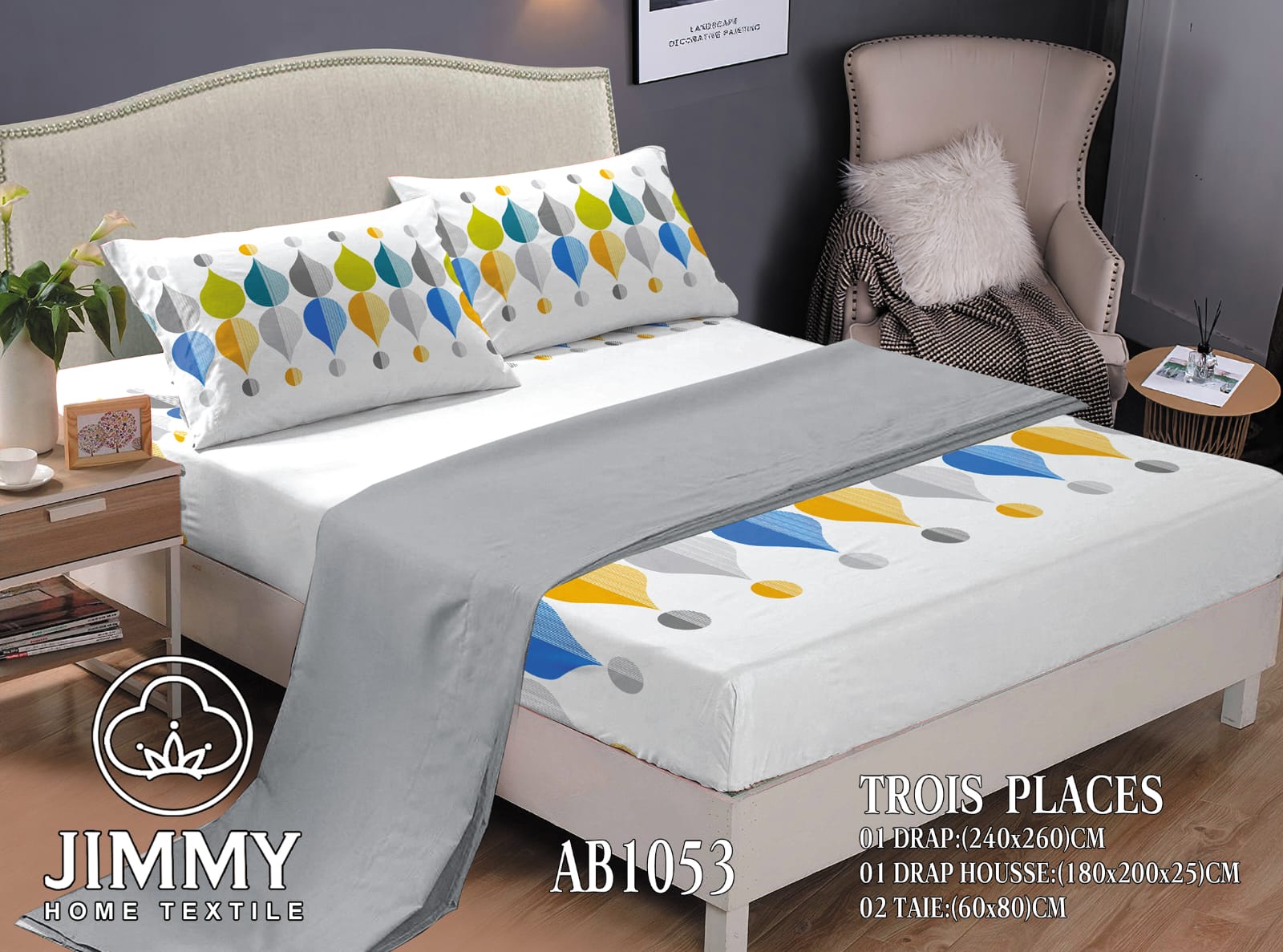 Pattern Quality Fitted Bedsheet 6 Pc Mattress Cover Set-1 Fitted Bedsheet,1 Flat Bedsheet and 4 Pillow Cases