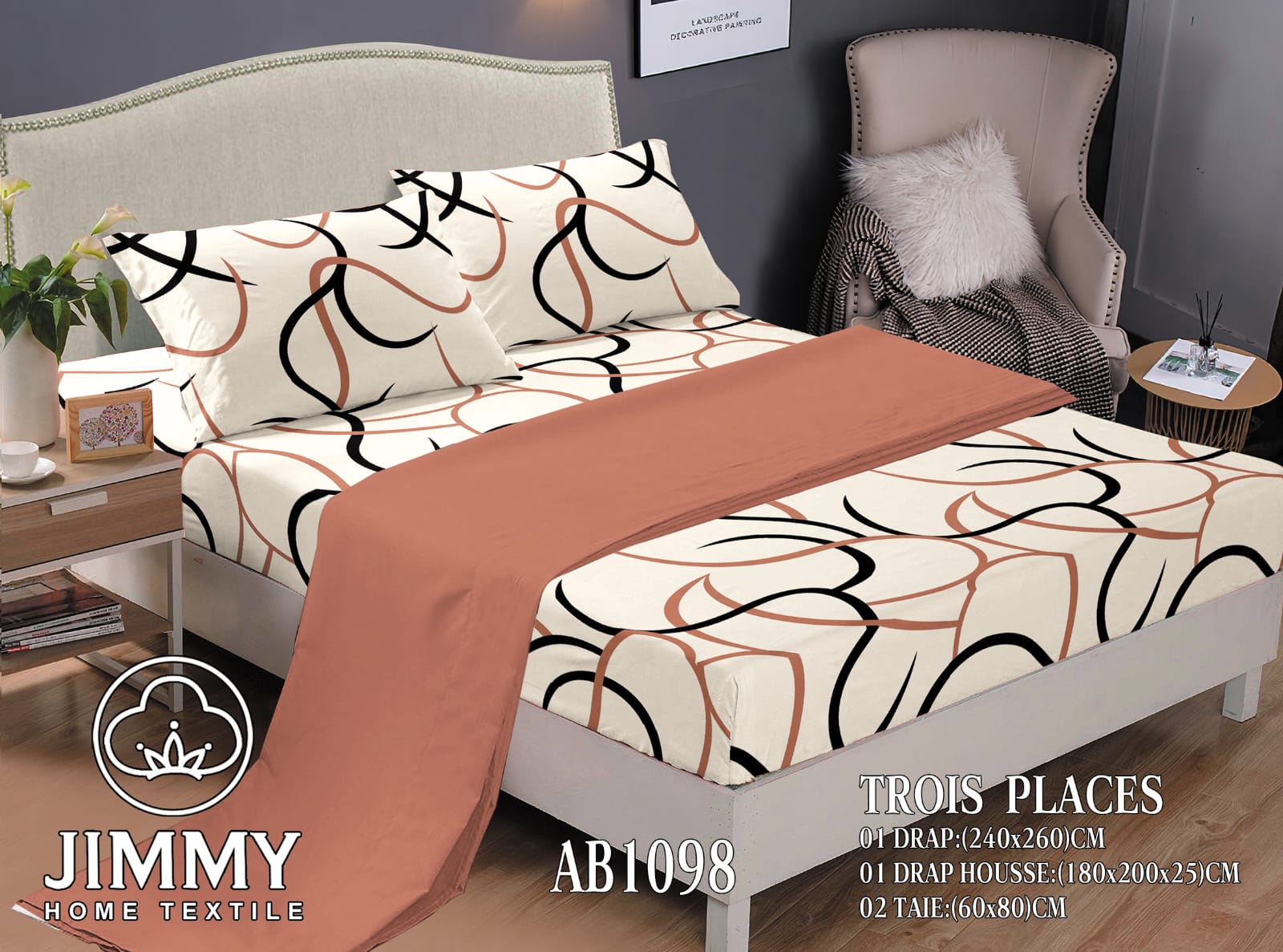 Pattern Quality Fitted Bedsheet 6 Pc Mattress Cover Set-1 Fitted Bedsheet,1 Flat Bedsheet and 4 Pillow Cases