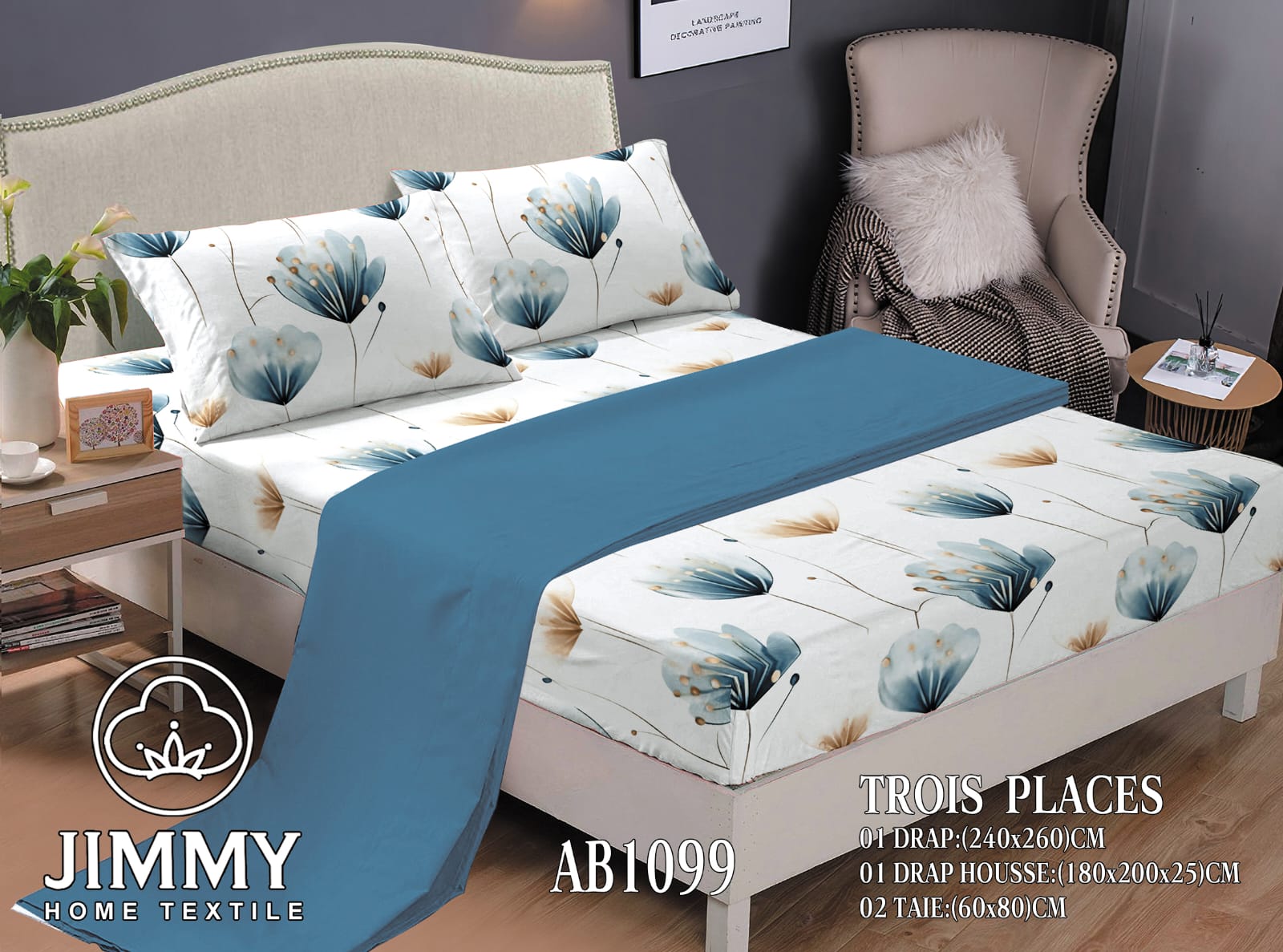 Pattern Quality Fitted Bedsheet 6 Pc Mattress Cover Set-1 Fitted Bedsheet,1 Flat Bedsheet and 4 Pillow Cases