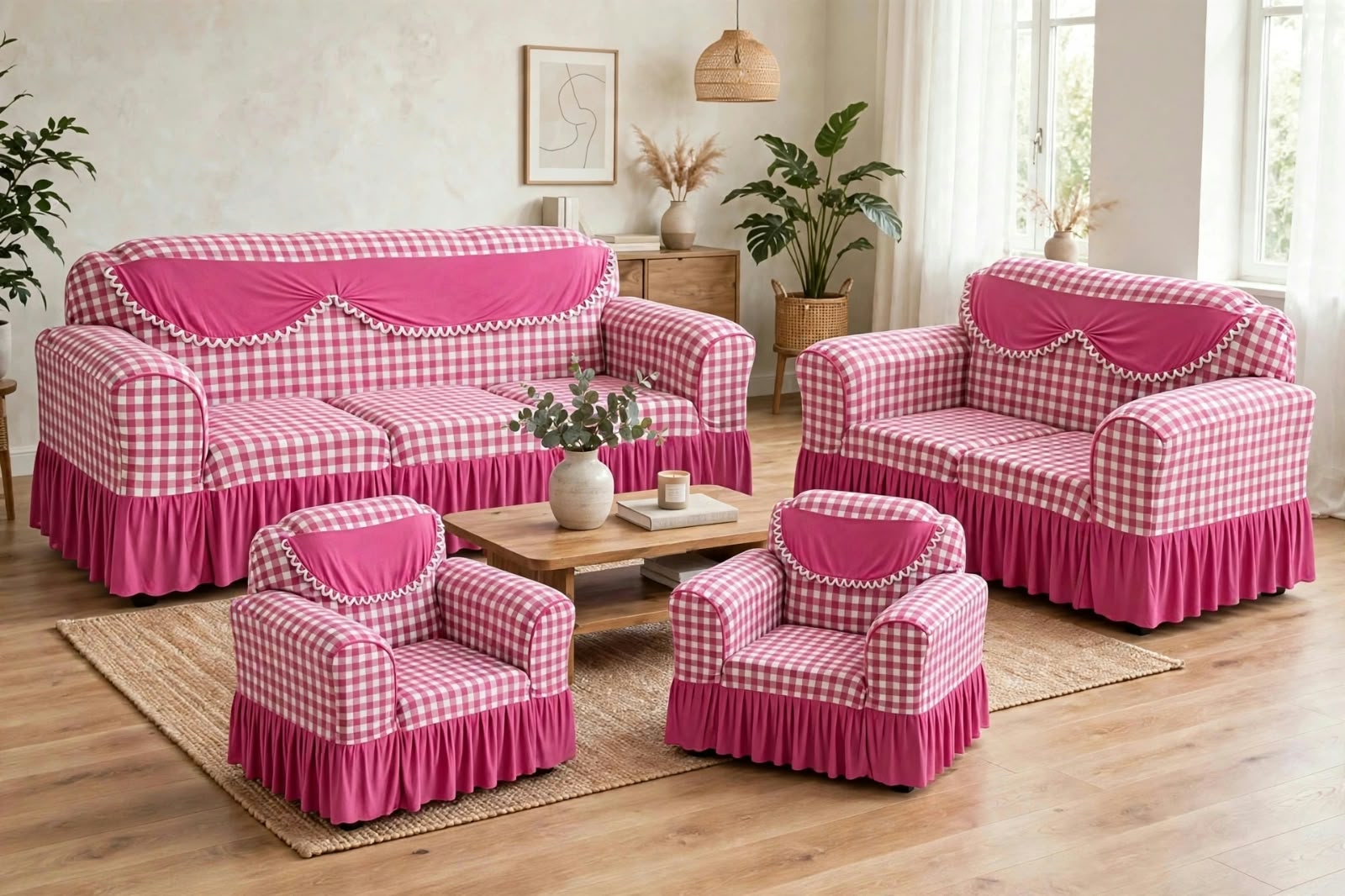Premium Throw Pillow covers, Table covers and High Quality Elastic Loose Sofa Covers -Stretchable Material.