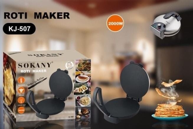Sokany Chapati MakerSokany Automatic Electric Chapati Roti Maker, Flat Bread Wrap Maker With Temperature Control, Non stick coating plates, Easy cleaning material, Brushed stainless steel housing
