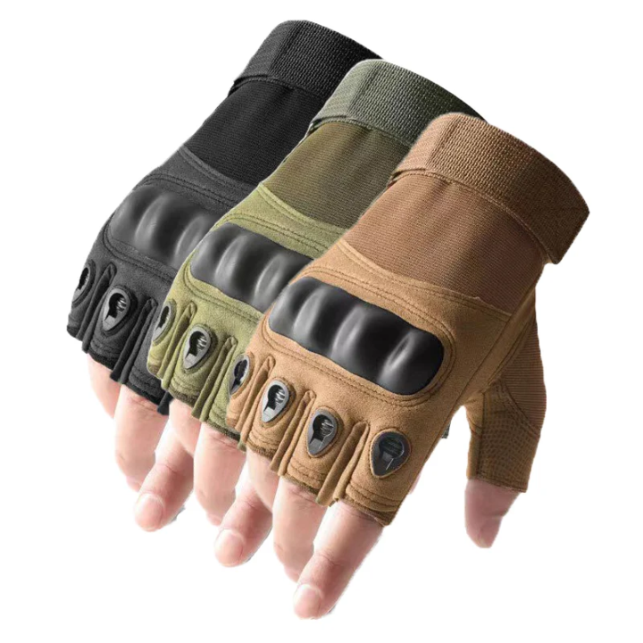 Fingerless Tactical Gloves Military survival Hard Knuckle Anti Slip, Wear Resistant Hard Knuckle Shell Protection Extra Grip