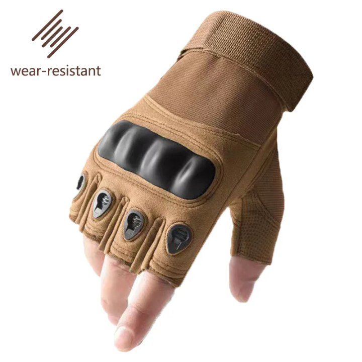 Fingerless Tactical Gloves Military survival Hard Knuckle Anti Slip, Wear Resistant Hard Knuckle Shell Protection Extra Grip