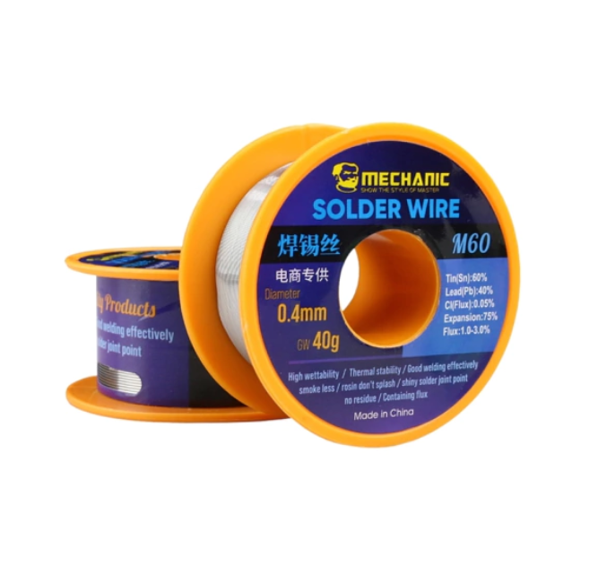[3 Pieces] Mechanic M60 40g 0.4mm for Electronic Soldering Iron Welding High Purity No-clean Rosin Solder Wire by Electrica