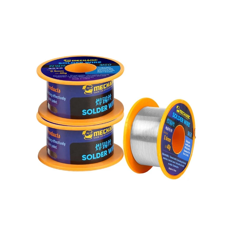 [3 Pieces] Mechanic M60 40g 0.4mm for Electronic Soldering Iron Welding High Purity No-clean Rosin Solder Wire by Electrica