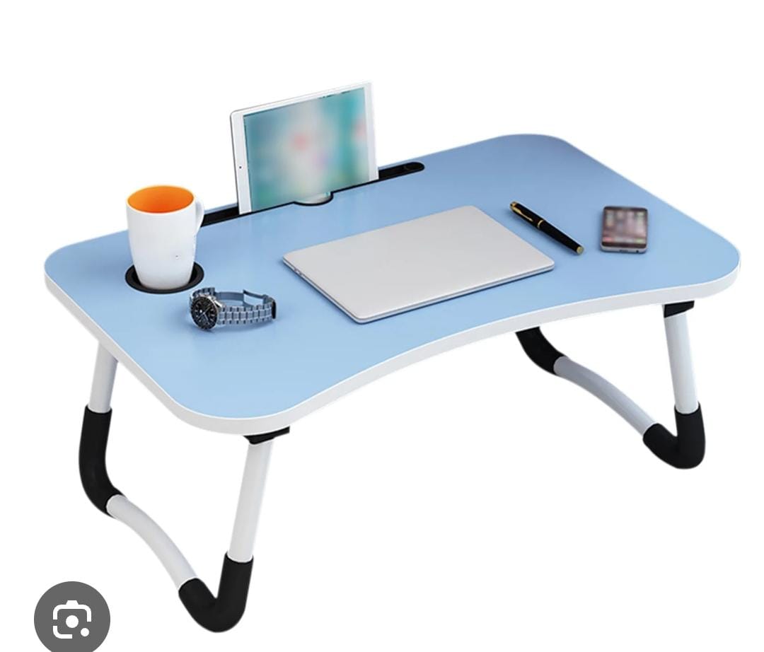 Multi-purpose foldable portable laptop desk study table with tablet slot and drink slot