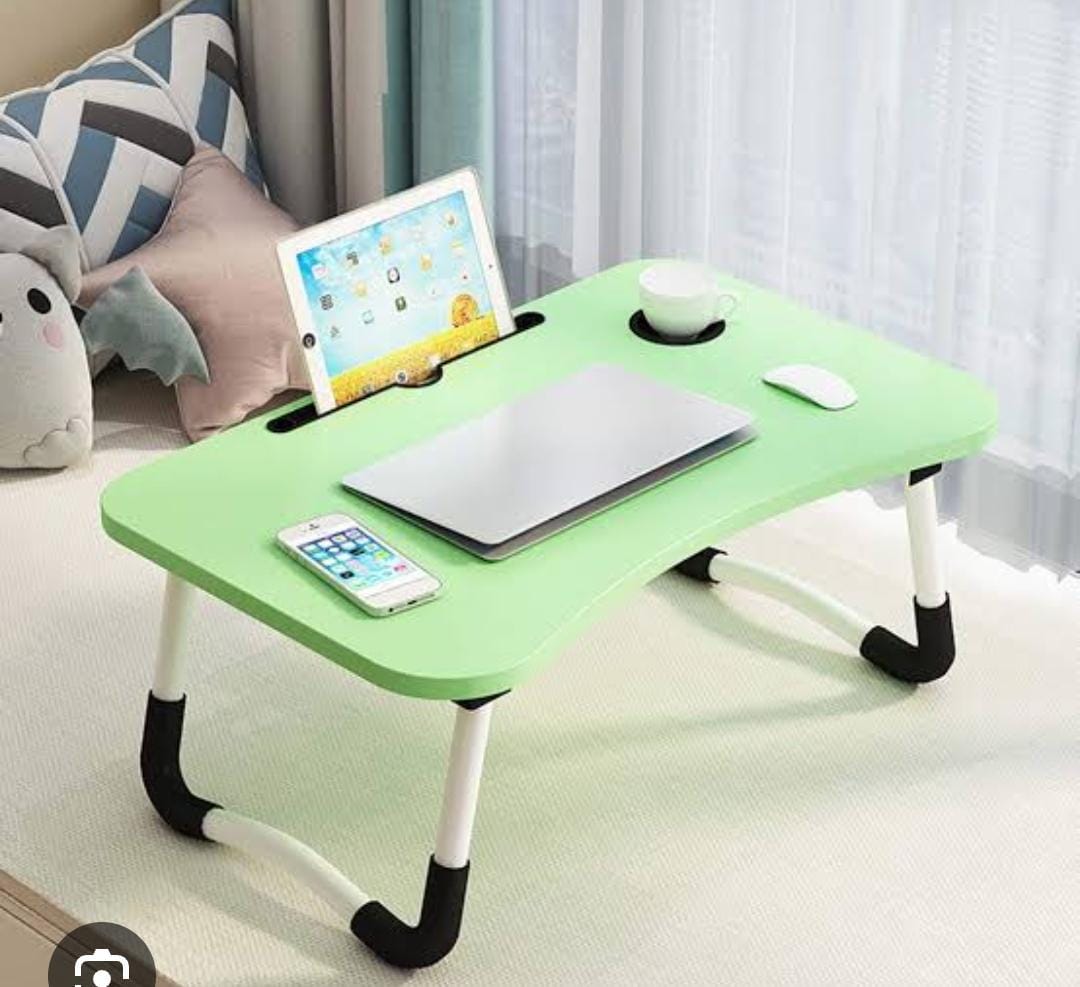 Multi-purpose foldable portable laptop desk study table with tablet slot and drink slot