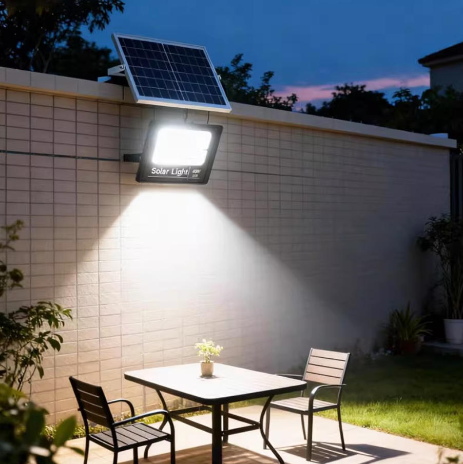 MODI Solar Powered Flood Light, Waterproof Rechargeable Emergency Spotlight with Remote Control for Garden Outdoor Indoor Wall Street Landscape Lighting