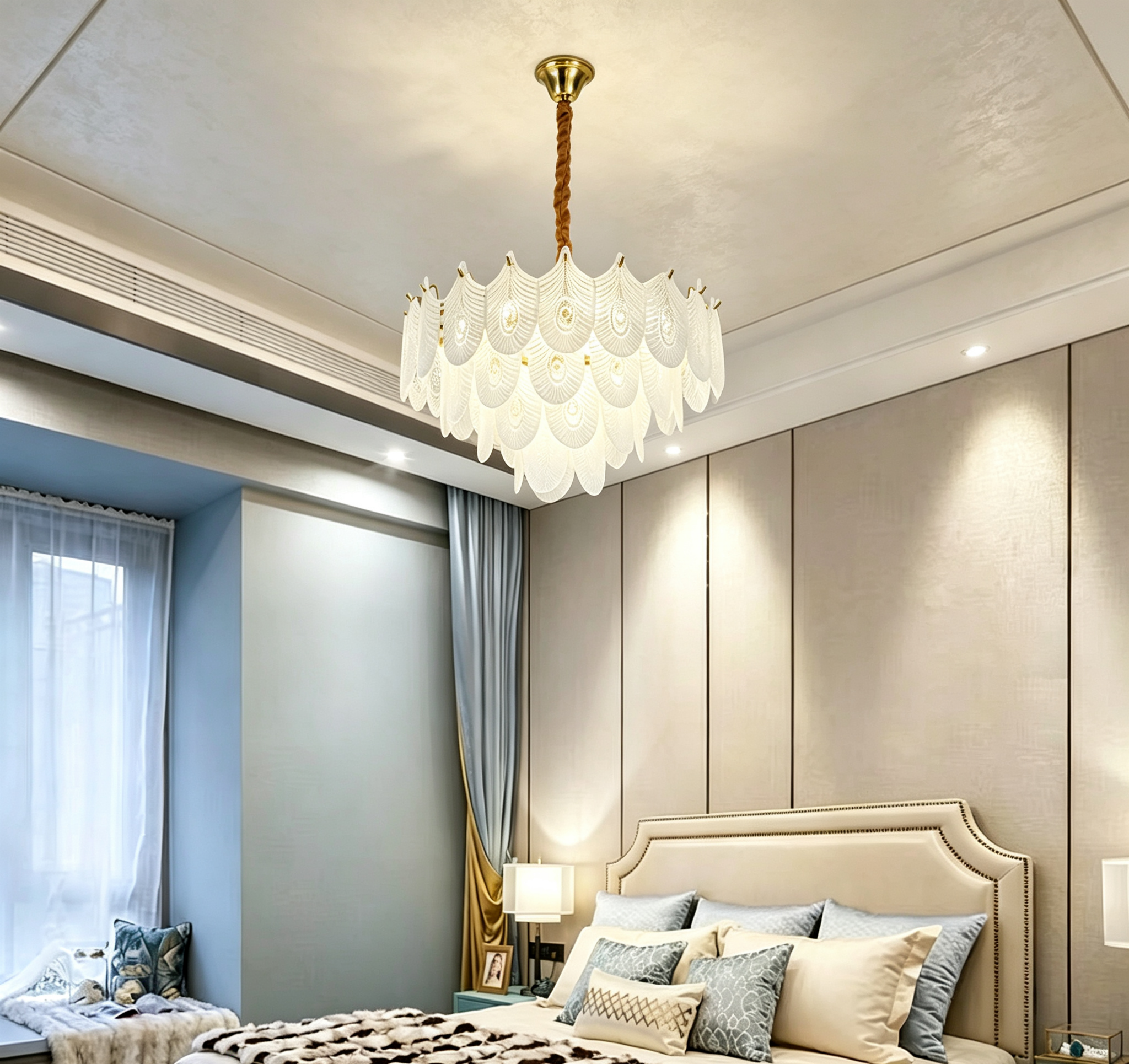 MODI 2026 New Cream Style Living Room Main Light, French Light Luxury Crystal Chandelier & Ceiling Light, Modern Simple Lighting Fixture for Dining Room & Bedroom