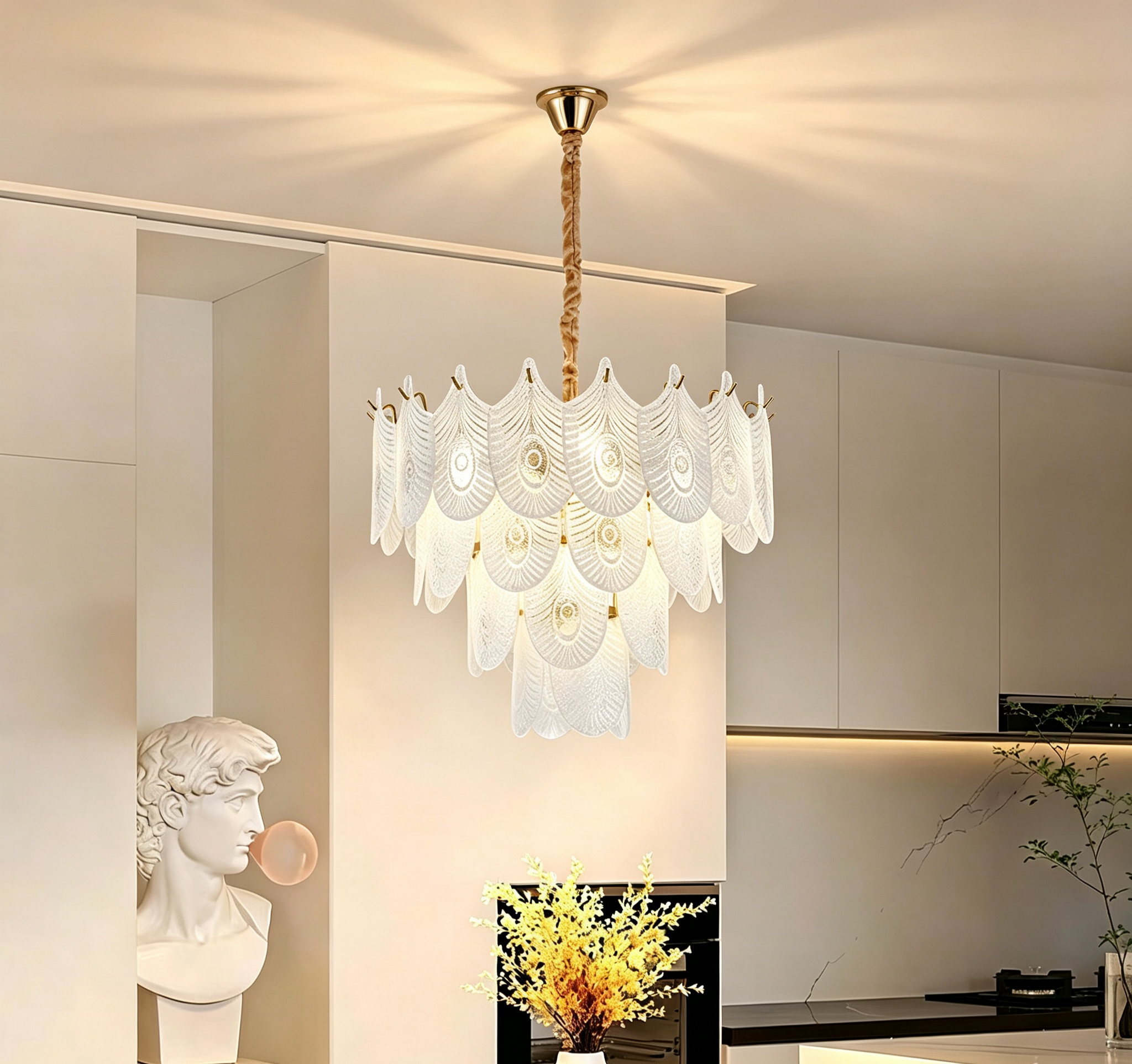 MODI 2026 New Cream Style Living Room Main Light, French Light Luxury Crystal Chandelier & Ceiling Light, Modern Simple Lighting Fixture for Dining Room & Bedroom
