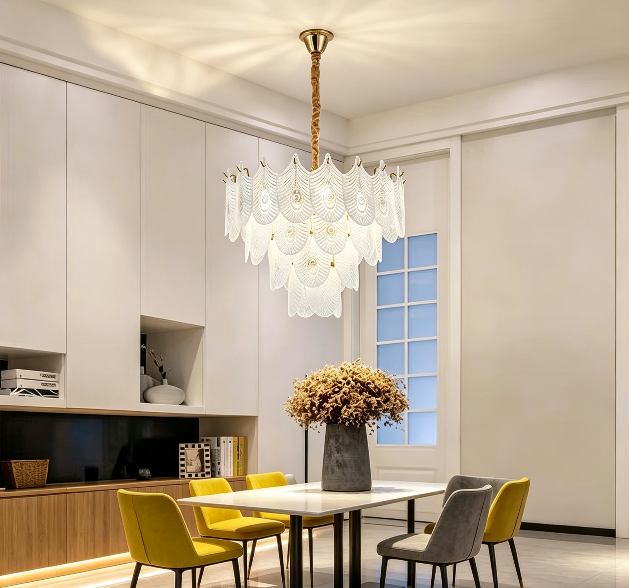 MODI 2026 New Cream Style Living Room Main Light, French Light Luxury Crystal Chandelier & Ceiling Light, Modern Simple Lighting Fixture for Dining Room & Bedroom